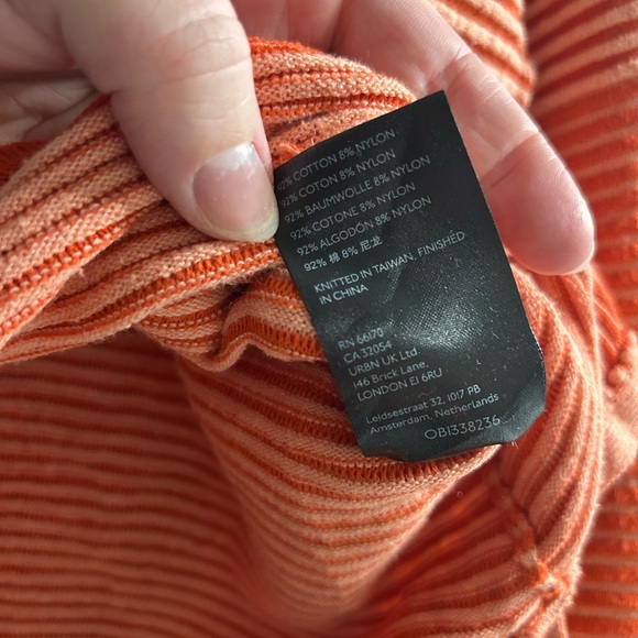 Anthropologie Daily Practice mock neck orange stripe oversized sweater textured - Picture 5 of 7
